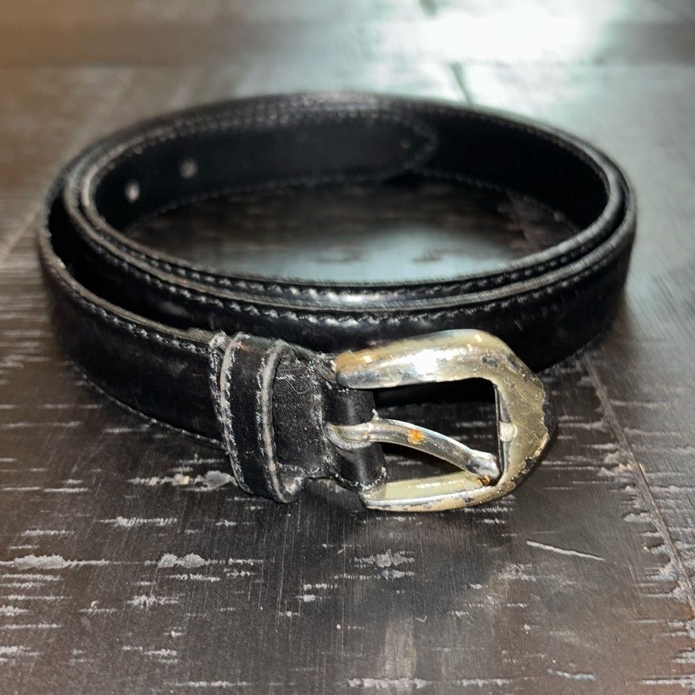 Vintage Christian Dior Spain Black Split Leather Size 40 Belt Men’s​​​​​